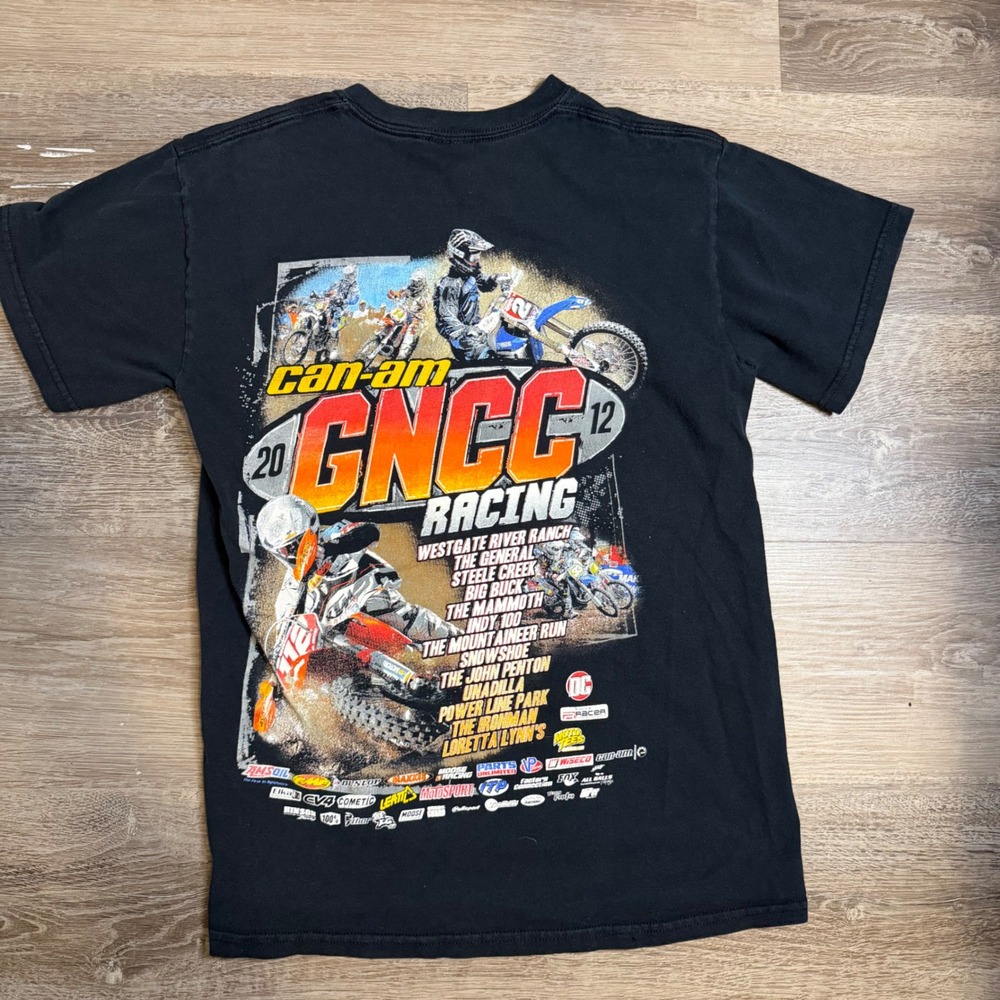 Vintage 2012 Can-Am GNCC Racing T-shirt Mens Small Black Motocross Graphic Tee